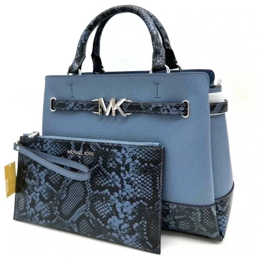 Michael Kors Large Reed Leather Belted Satchel Crossbody Bag & Large TZ Wristlet